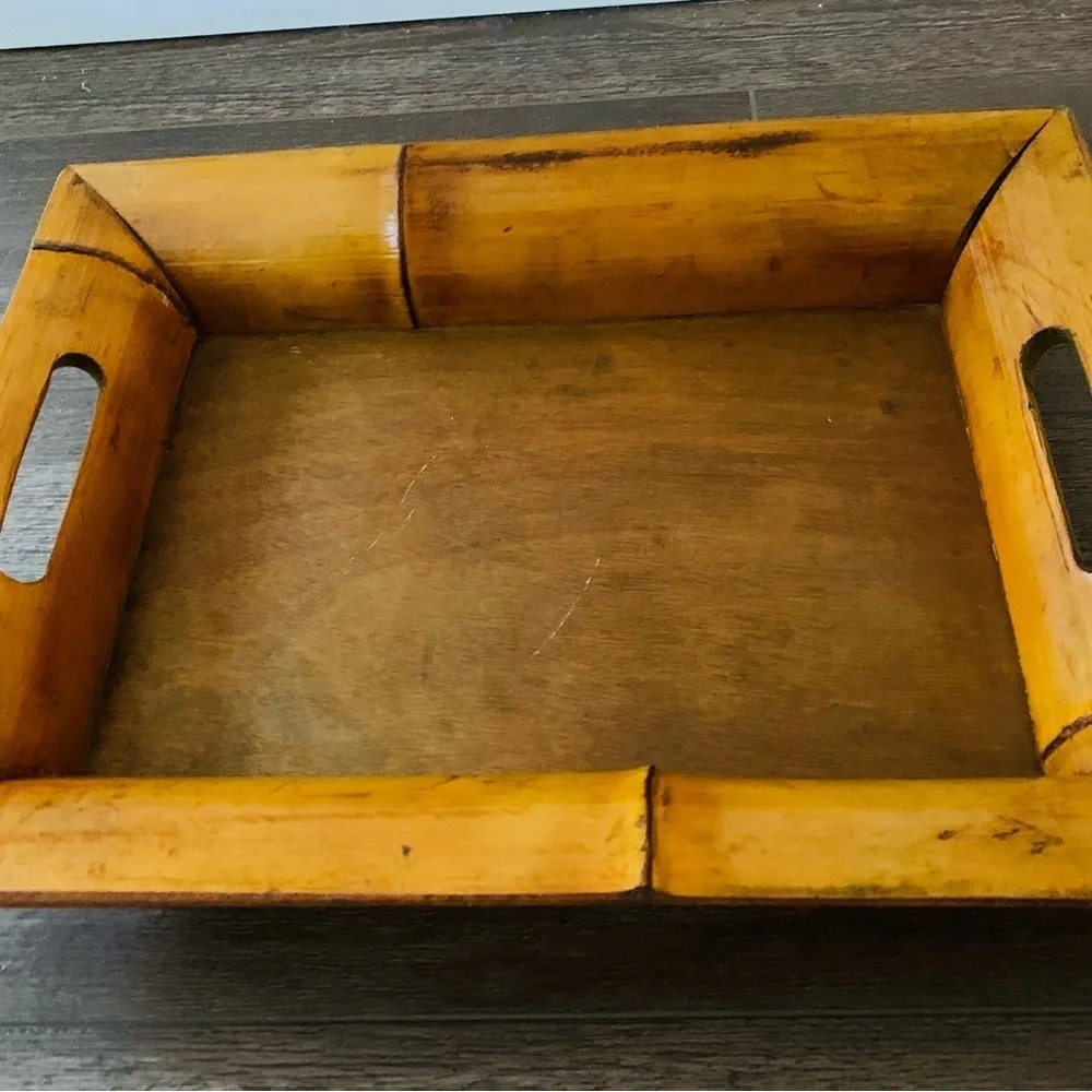 Wooden Tray with bamboo border